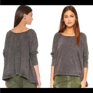 We The Free Black Acid Wash Dolman Sleeve Swing Shirt Top